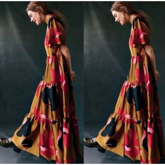 Anthropologie Corey Lynn Calter Maxi Dress Gown Floral Multicolor Women's XS EUC - Picture 1 of 5